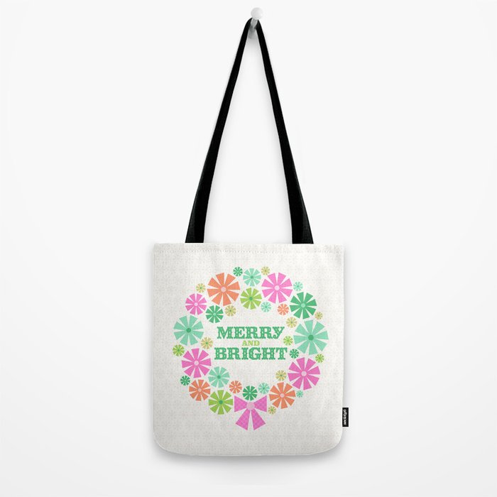 Merry and Bright Christmas Wreath Tote Bag Gallery Image 2
