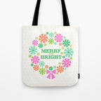Merry and Bright Christmas Wreath Tote Bag Gallery Image 1