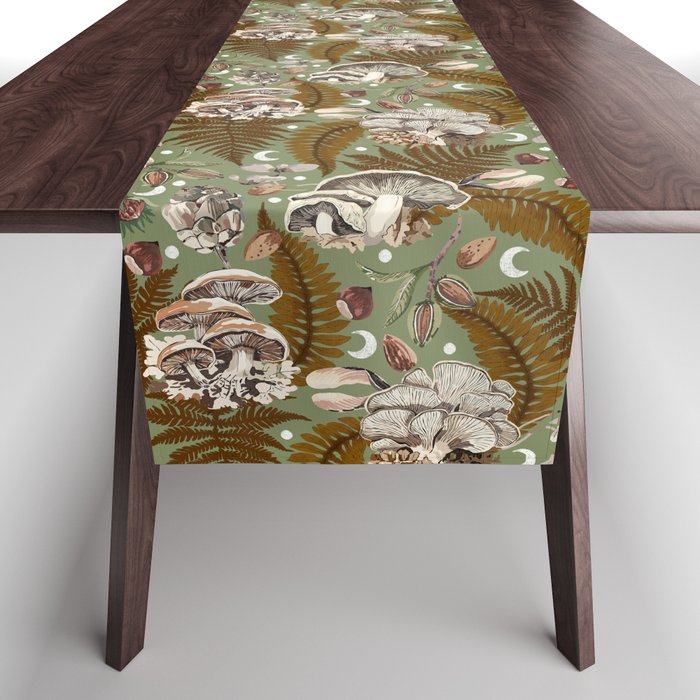 Mushrooms in moon forest G Table Runner Gallery Image 1
