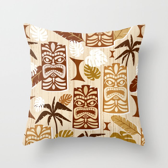 Tiki Time Brown Throw Pillow Gallery Image 1