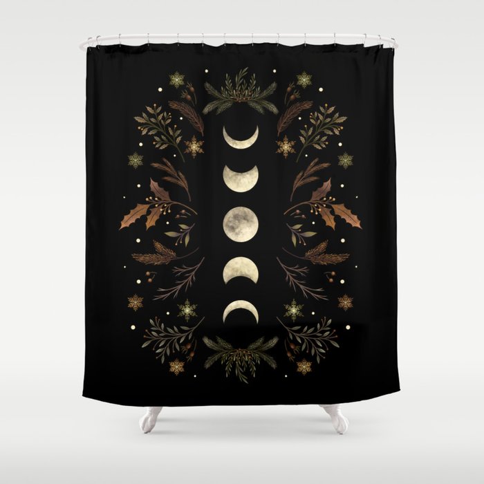 Moonlight Garden - Winter Brown Shower Curtain Gallery Image 1