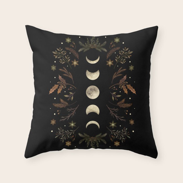 Moonlight Garden - Winter Brown Throw Pillow Gallery Image 6