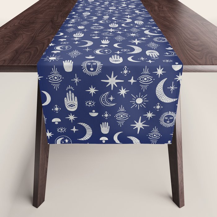 Mystic symbols in the dark sky Table Runner Gallery Image 1