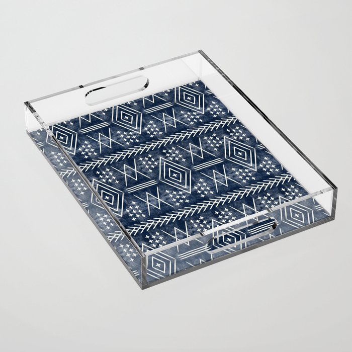 vintage moroccan - dark blue Acrylic Tray Gallery Image 1