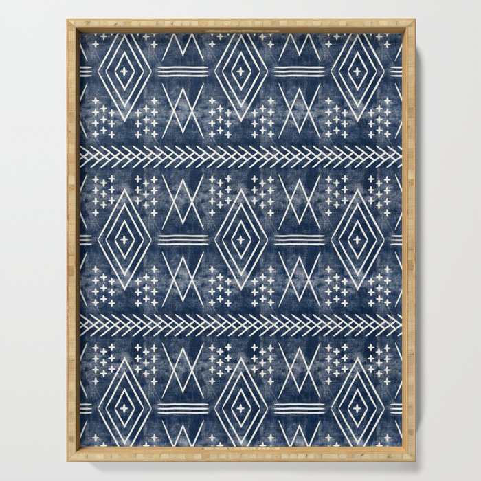 vintage moroccan - dark blue Serving Tray Gallery Image 1