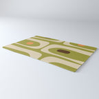 Piquet Mid Century Modern Pattern Avocado Green Orange Beige Rug Gallery Image 3
