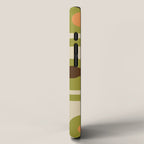 Piquet Mid Century Modern Pattern Avocado Green Orange Beige iPhone Case Gallery Image 2
