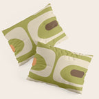 Piquet Mid Century Modern Pattern Avocado Green Orange Beige Pillow Sham Gallery Image 3