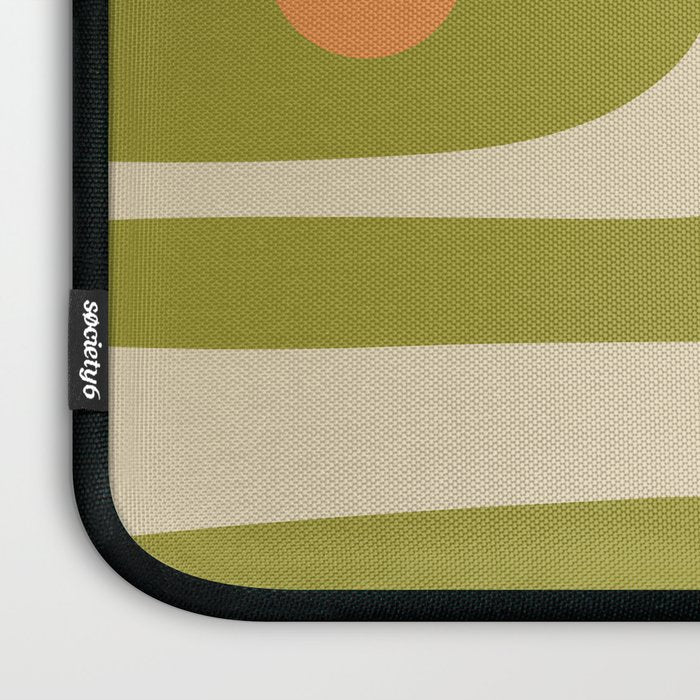 Piquet Mid Century Modern Pattern Avocado Green Orange Beige Laptop Sleeve Gallery Image 3
