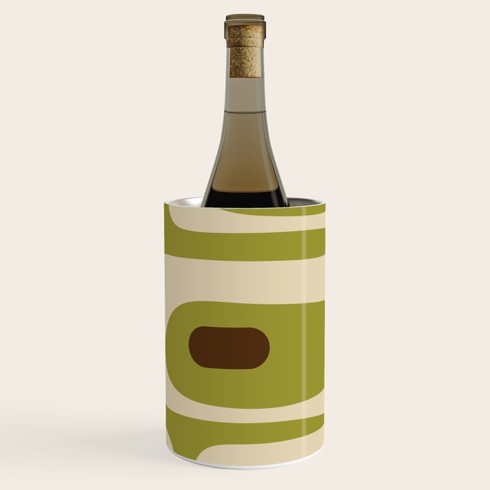 Piquet Mid Century Modern Pattern Avocado Green Orange Beige Wine Chiller Gallery Image 3