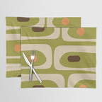 Piquet Mid Century Modern Pattern Avocado Green Orange Beige Placemat Gallery Image 1