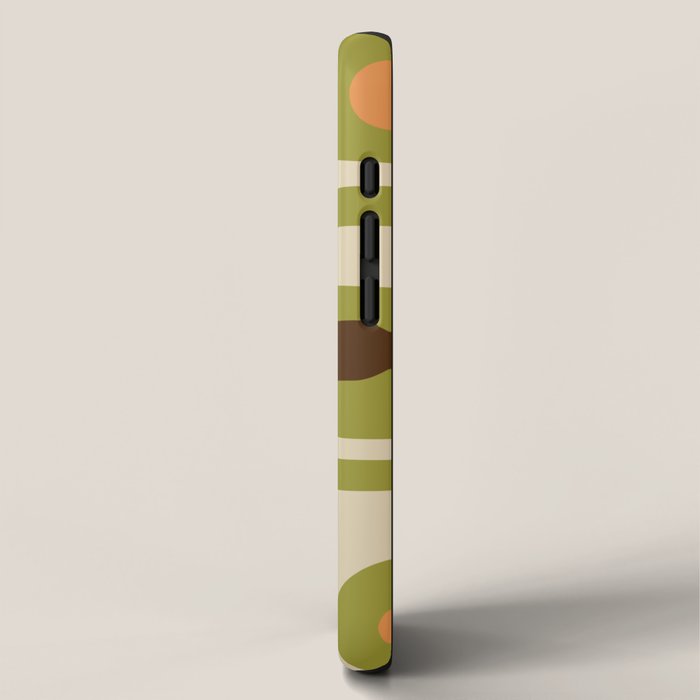 Piquet Mid Century Modern Pattern Avocado Green Orange Beige iPhone Case Gallery Image 2