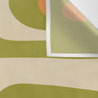 Piquet Mid Century Modern Pattern Avocado Green Orange Beige Wall Tapestry Gallery Image 3
