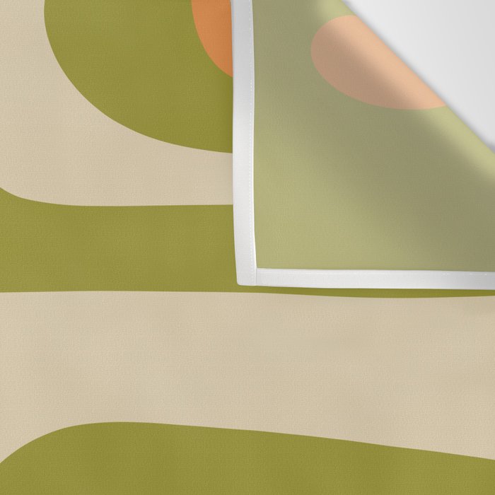 Piquet Mid Century Modern Pattern Avocado Green Orange Beige Wall Tapestry Gallery Image 3
