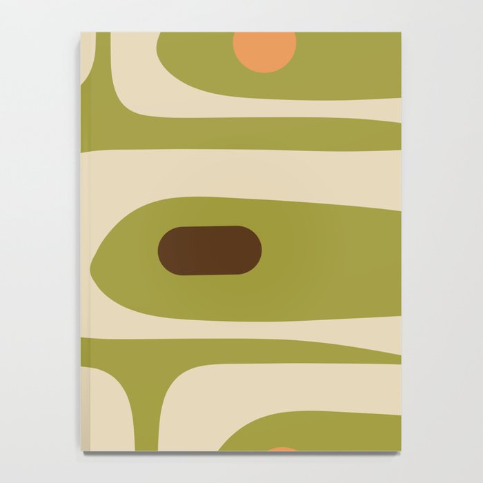 Piquet Mid Century Modern Pattern Avocado Green Orange Beige Notebook Gallery Image 4