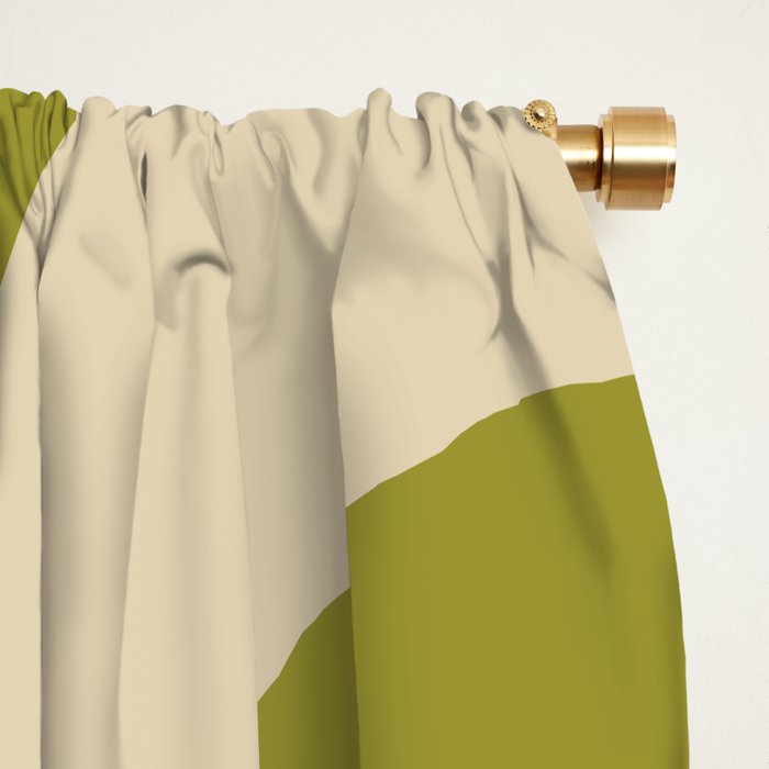 Piquet Mid Century Modern Pattern Avocado Green Orange Beige Window Curtain Gallery Image 2