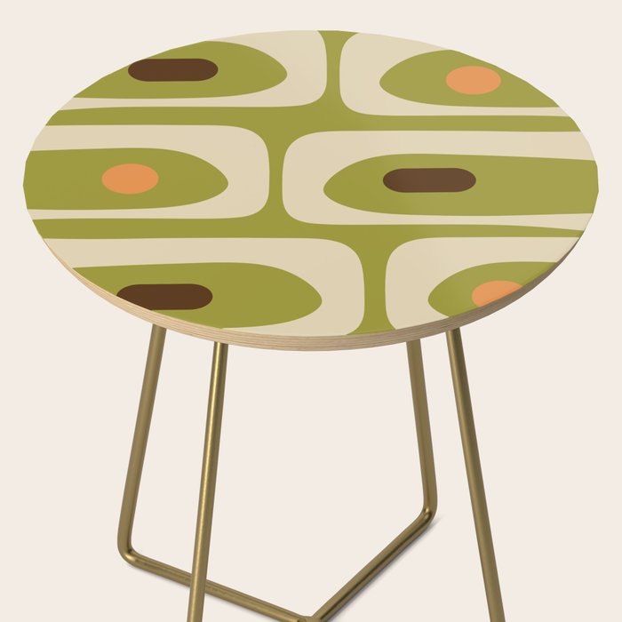 Piquet Mid Century Modern Pattern Avocado Green Orange Beige Side Table Gallery Image 2