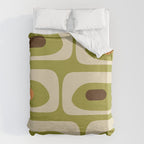 Piquet Mid Century Modern Pattern Avocado Green Orange Beige Duvet Cover Gallery Image 6