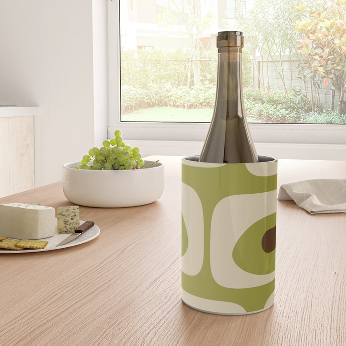 Piquet Mid Century Modern Pattern Avocado Green Orange Beige Wine Chiller Gallery Image 4