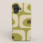 Piquet Mid Century Modern Pattern Avocado Green Orange Beige iPhone Case Gallery Image 1