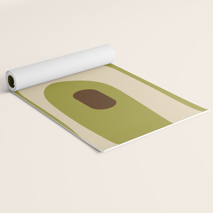 Piquet Mid Century Modern Pattern Avocado Green Orange Beige Yoga Mat Gallery Image 2