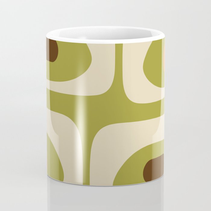 Piquet Mid Century Modern Pattern Avocado Green Orange Beige Coffee Mug Gallery Image 4