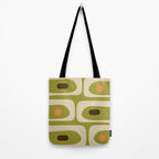 Piquet Mid Century Modern Pattern Avocado Green Orange Beige Tote Bag Gallery Image 2