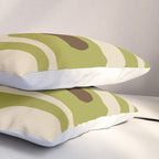 Piquet Mid Century Modern Pattern Avocado Green Orange Beige Pillow Sham Gallery Image 3