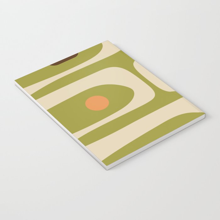 Piquet Mid Century Modern Pattern Avocado Green Orange Beige Notebook Gallery Image 3