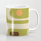 Piquet Mid Century Modern Pattern Avocado Green Orange Beige Coffee Mug Gallery Image 1