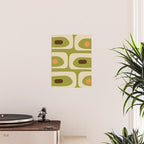 Piquet Mid Century Modern Pattern Avocado Green Orange Beige Poster Gallery Image 2
