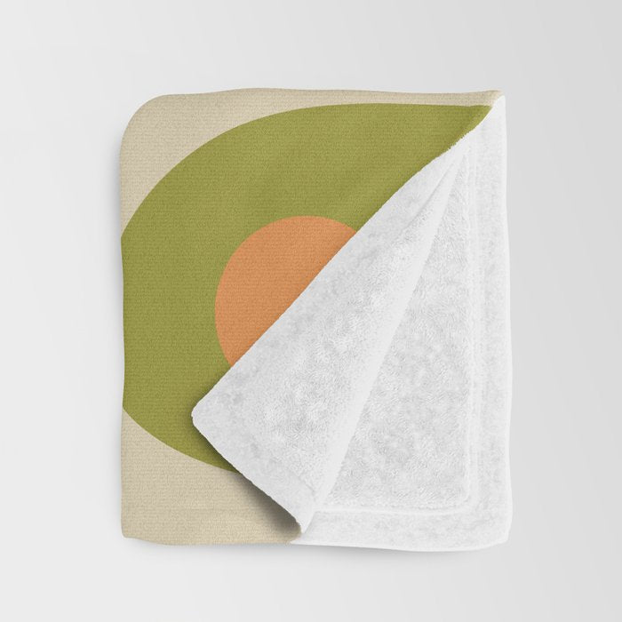 Piquet Mid Century Modern Pattern Avocado Green Orange Beige Throw Blanket Gallery Image 3