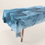 Deep Blue Flowing Water Abstract Painting Tablecloth Gallery Image 1