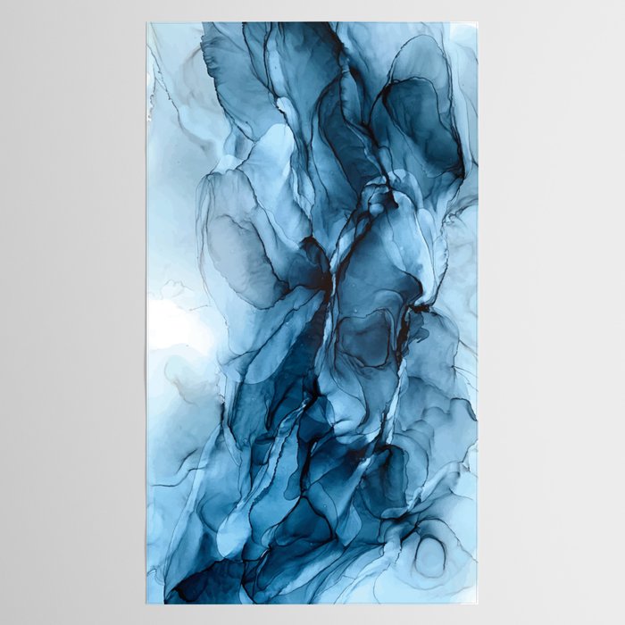 Deep Blue Flowing Water Abstract Painting Tablecloth Gallery Image 2