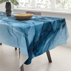 Deep Blue Flowing Water Abstract Painting Tablecloth Gallery Image 3