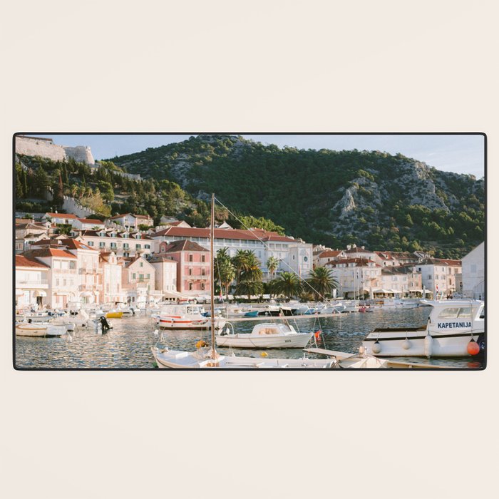 Glorious Hvar at sunrise | Croatia travel photography | Colorful summer vibes Desk Mat Gallery Image 3