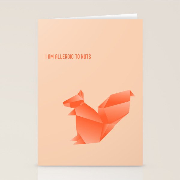 Allergic to Nuts - Origami Orange Squirrel Stationery Card Gallery Image 2
