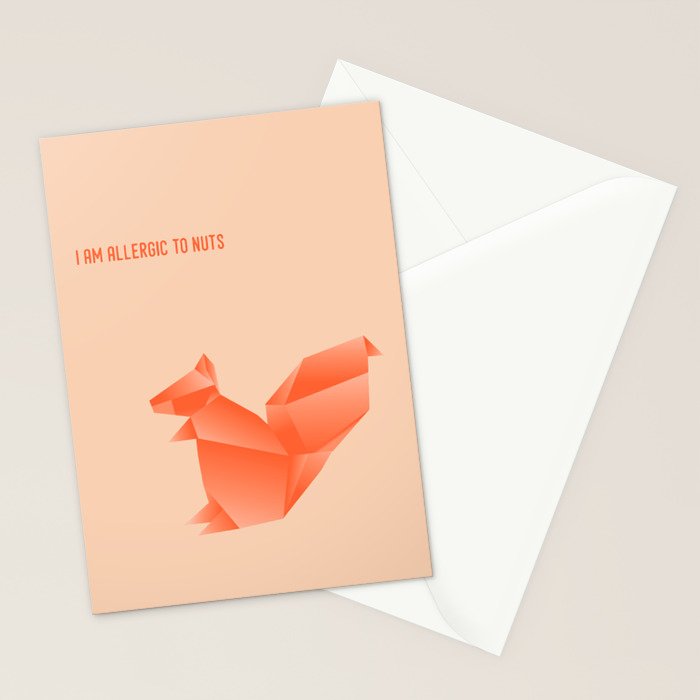 Allergic to Nuts - Origami Orange Squirrel Stationery Card Gallery Image 2