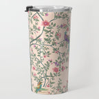 Chinoiserie Peach Fresco Floral Garden Birds Oriental Botanical Travel Mug Gallery Image 3