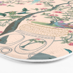 Chinoiserie Peach Fresco Floral Garden Birds Oriental Botanical Bath Mat Gallery Image 3