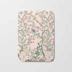 Chinoiserie Peach Fresco Floral Garden Birds Oriental Botanical Bath Mat Gallery Image 1