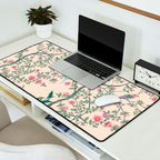Chinoiserie Peach Fresco Floral Garden Birds Oriental Botanical Desk Mat Gallery Image 2