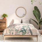 Chinoiserie Peach Fresco Floral Garden Birds Oriental Botanical Comforter Gallery Image 3