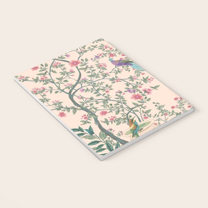 Chinoiserie Peach Fresco Floral Garden Birds Oriental Botanical Notebook Gallery Image 3
