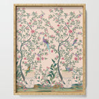 Chinoiserie Peach Fresco Floral Garden Birds Oriental Botanical Serving Tray Gallery Image 1