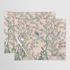 Chinoiserie Peach Fresco Floral Garden Birds Oriental Botanical Placemat Gallery Image 1