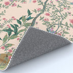 Chinoiserie Peach Fresco Floral Garden Birds Oriental Botanical Rug Gallery Image 4