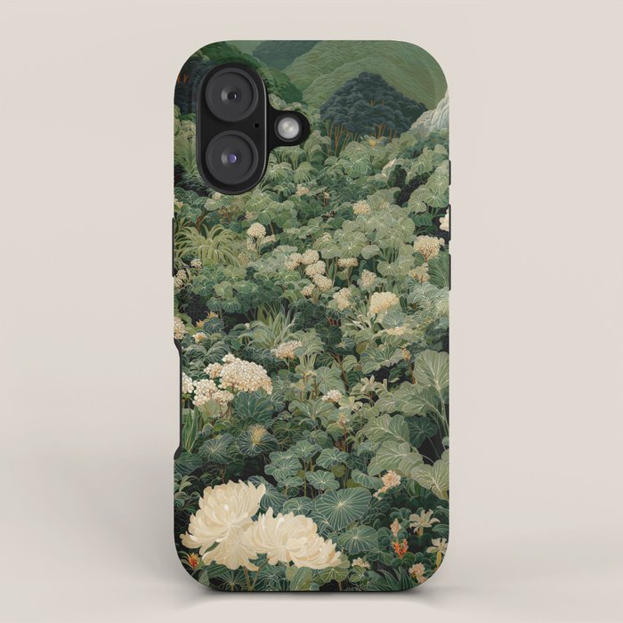 Japanese Wall Art Flower Poster maximalist wall art floral Japandi Wall Art botanical Sage Green Art iPhone Case Gallery Image 1