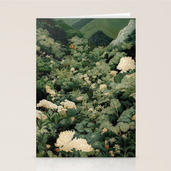 Japanese Wall Art Flower Poster maximalist wall art floral Japandi Wall Art botanical Sage Green Art Stationery Card Gallery Image 2