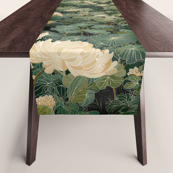 Japanese Wall Art Flower Poster maximalist wall art floral Japandi Wall Art botanical Sage Green Art Table Runner Gallery Image 1